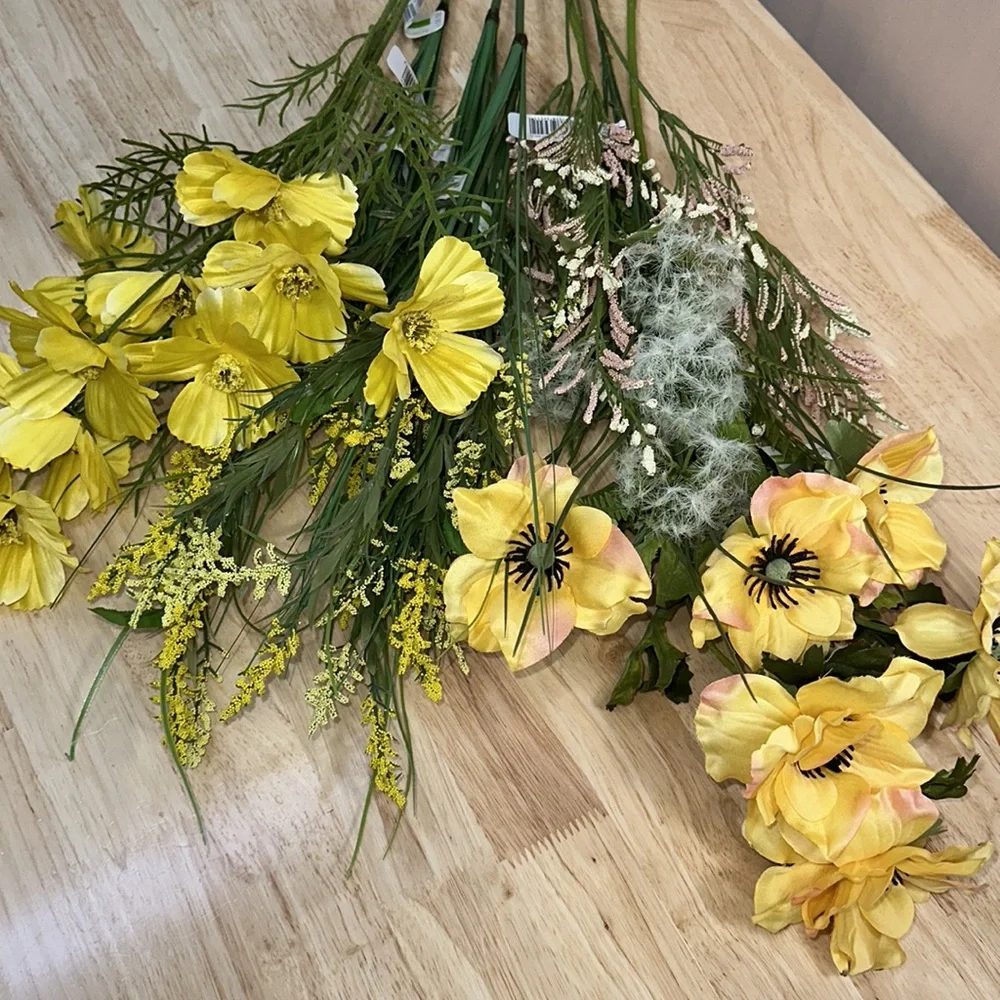 Variety of Floral Flowers Yellow & Pinks-9 Steams